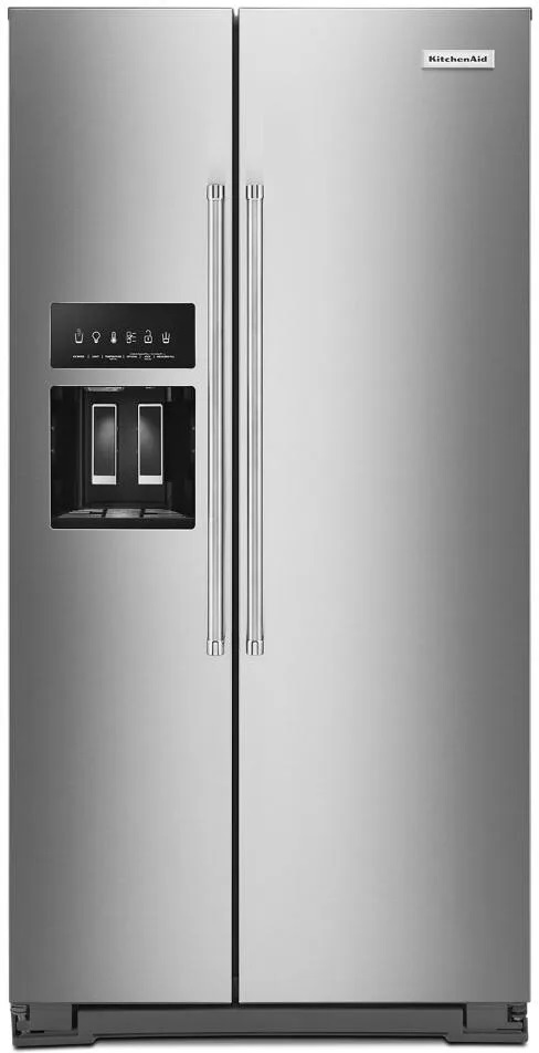 KitchenAid KRSC703H 36 inch Counter-Depth Side-By-Side Refrigerator with 22.6 cu. ft. Capacity, Exterior Ice and Water Dispenser, PrintShield Finish and Preserva Food Care System