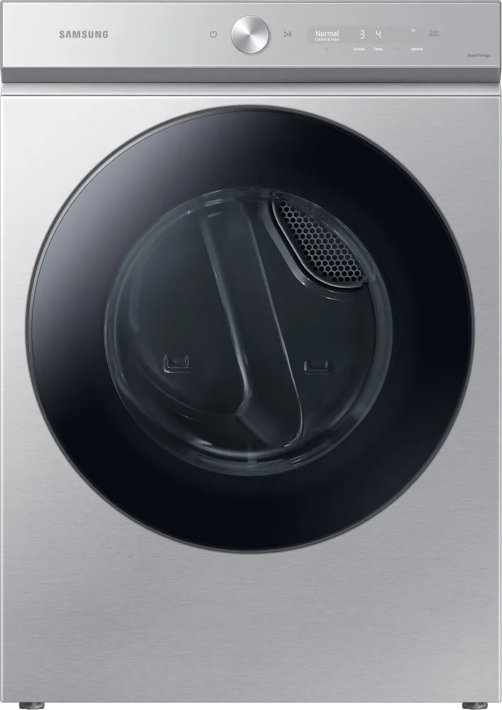 Samsung DVG53BB8700T 27 inch Bespoke Ultra Capacity Gas Dryer with 7.6 cu. ft. Capacity, Super Speed Dry, AI Smart Dial, Wi-Fi Connectivity in Silver Steel