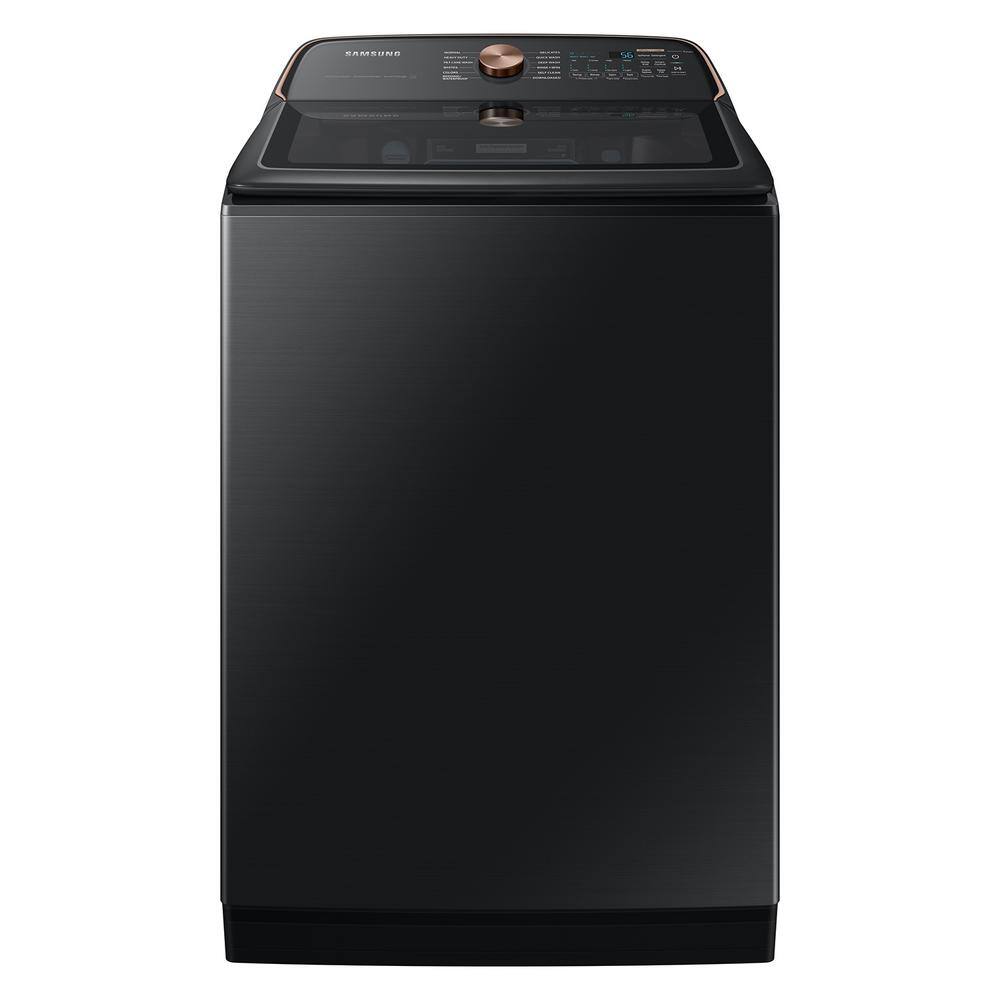 Samsung WA54CG7550AV 28 inch Smart Top Load Washer with 5.4 cu. ft. Capacity, Pet Care Solution, Super Speed Wash, Active WaterJet and Deep Fill in Brushed Black