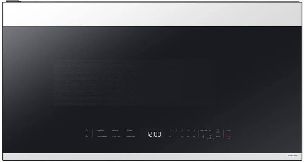 Samsung ME21D6500 30 inch Bespoke Smart Over-the-Range Microwave with 2.1 cu. ft., 1000 Watts Cooking Power, Auto Connectivity and SmartThings Cooking