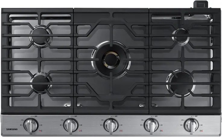 Samsung NA36N7755T 36 inch Smart Gas Cooktop with 22K True Dual Power Burner, Analog Controls with Digital Wi-Fi, Cast iron Griddle