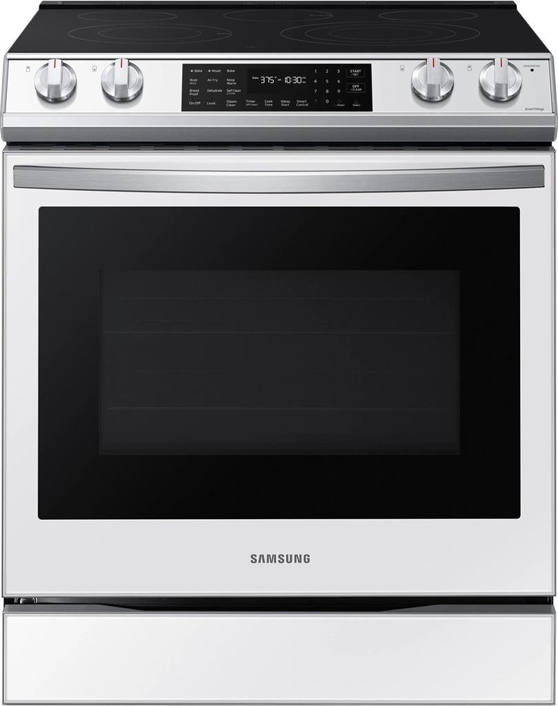 Samsung NE63BB851112 30 inch Bespoke Smart Slide-In Electric Range with 6.3 cu. ft. Oven Capacity, 5 Elements, Air Fry, Convection and ADA Compliant in White Glass
