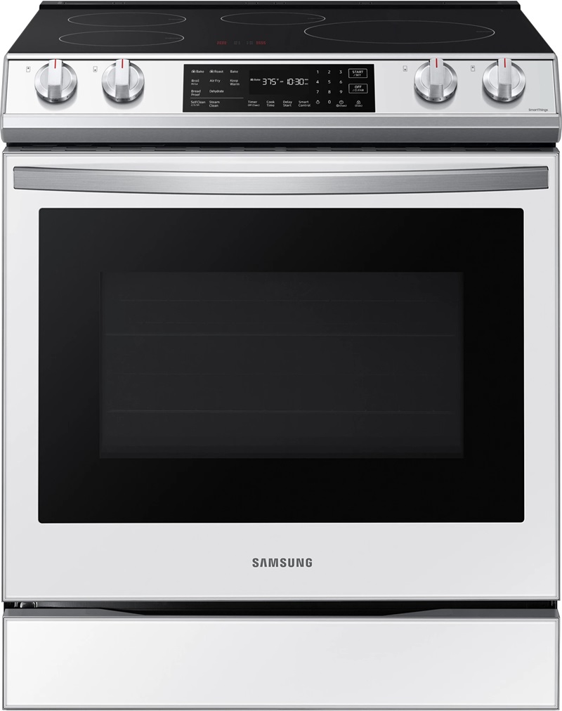 Samsung NE63BB861112 30 inch Bespoke Smart Slide-In Induction Range with 4 Elements, 6.3 cu. ft. Oven Capacity, Air Fry, and Convection+ Oven, in White Glass