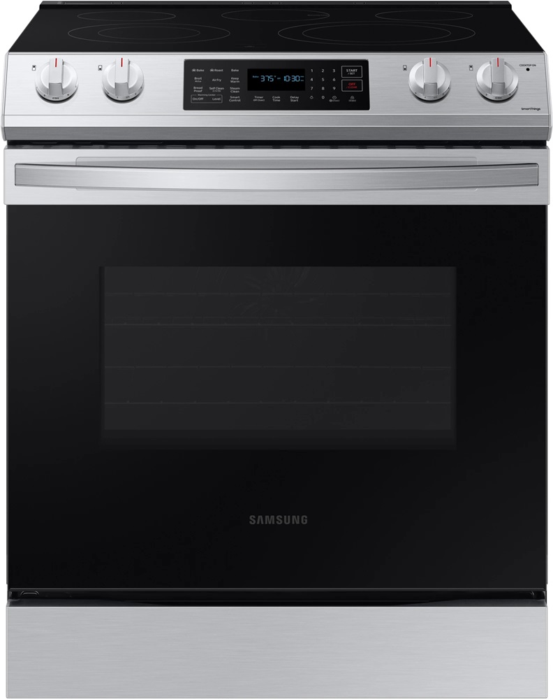 Samsung NE63BG8315SS 30 inch Smart Slide-In Electric Range with 6.3 cu. ft. Capacity, 5 Elements, Air Fry, Convection and Storage Drawer in Fingerprint Resistant Stainless Steel