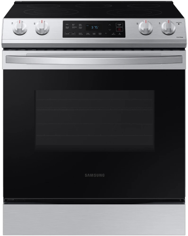 Samsung NE63T8111S 30 inch Smart Slide-In Electric Range with 6.3 cu. ft. Oven Capacity, 5 Elements, Glass Touch Controls and ADA Compliant