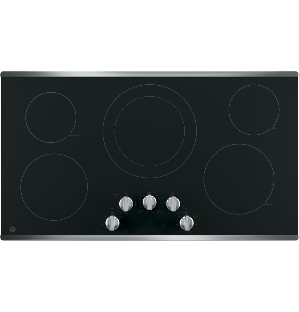 GE JP3036 36 inch Electric Cooktop with 5 Elements, Keep Warm Setting and Hot Surface Indicator Lights