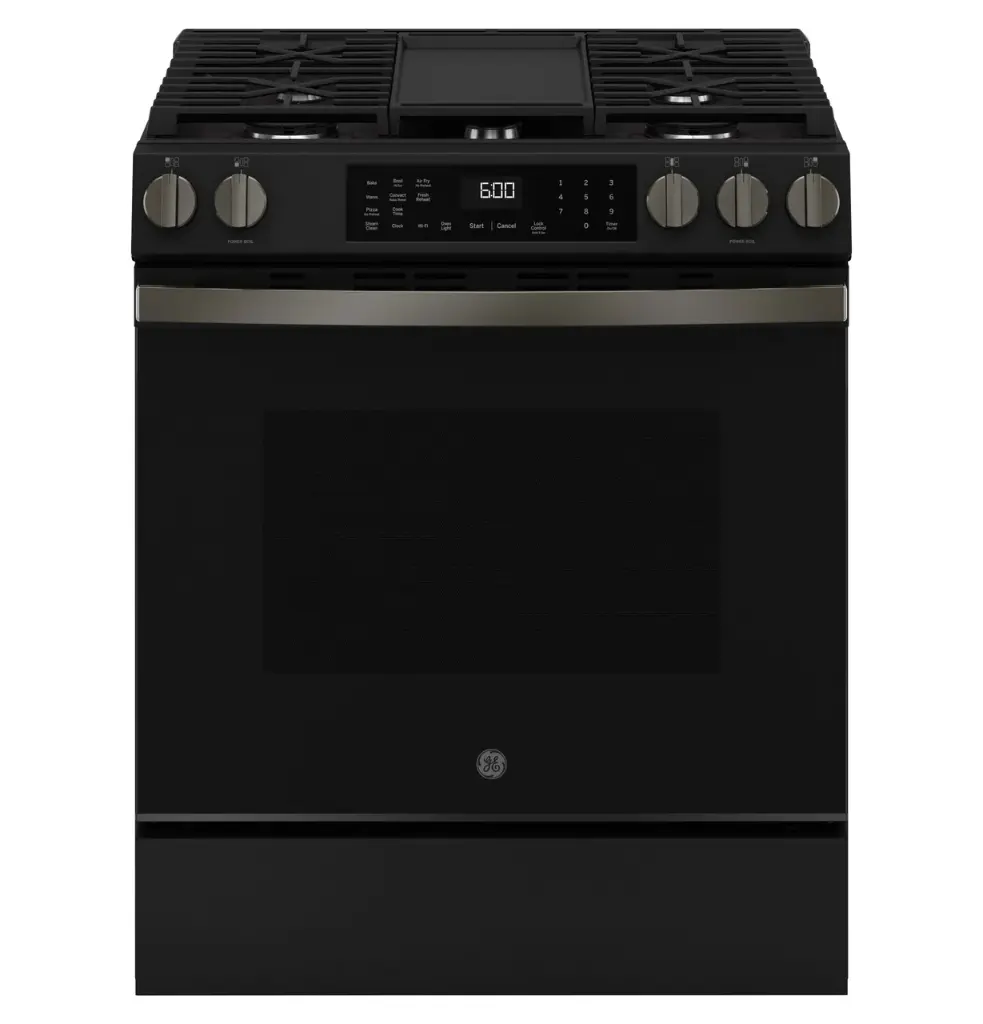 GE GGS600AV 30 inch Slide-In Smart Gas Convection Range with 5 Burners, 5.3 cu. ft. Capacity, No Preheat Air Fry and EasyWash Oven Tray