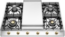 ILVE UHCP965FN Nostalgie II 36 inch Gas Cooktop with Griddle, in Stainless Steel