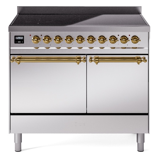 [UPDI406QNMPSSG] ILVE UPDI406NMP Nostalgie II 40 inch Induction Range with 6 Elements (Solid Door, Stainless Steel, Brass)
