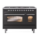ILVE UP488NMPMGCLP Nostalgie II 48 inch Dual Fuel Liquid Propane Range Chrome Trim Bundle Including EN48C82211 Chrome Knobs and Handles (Limited Edition)