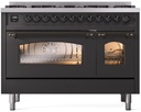ILVE UP488NMPMGB Nostalgie II 48 inch Dual Fuel Range Burnished Trim Bundle Including EN48B82211 Burnished Knobs and Handles (Limited Edition)