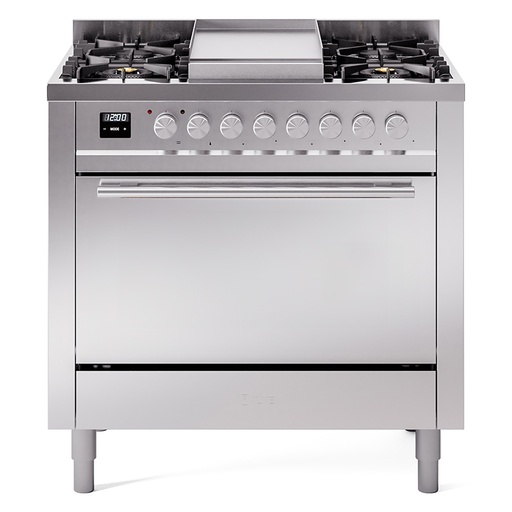 [UP36FQMPSS] ILVE UP36FWMP Professional Plus II 36 inch Dual Fuel Range  (Natural Gas, Solid Door, Stainless Steel)