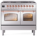 ILVE UPD406NMPSSPLP Nostalgie II 40 inch Dual Fuel Liquid Propane Range Copper Trim Bundle Including EN40P62211 Copper Knobs and Handles (Limited Edition)
