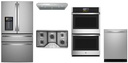 GE Profile 5-Piece Kitchen Package with PVD28HYYFS Smart French Door Refrigerator, PGP7036SLSS 36-in Gas Cooktop, PVX7360SJSS 36-in Undercabinet Hood, PTD9000SZSS Smart Double Wall Oven, PDT715SYVFS Smart Dishwasher (Stainless Steel)