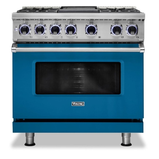 Viking VDR73624G 7 Series 36 inch Dual Fuel Range with 4 Sealed Elevation Burners and Griddle, 5.6 cu. ft. Oven Capacity, Gourmet-Glo Infrared Broiler