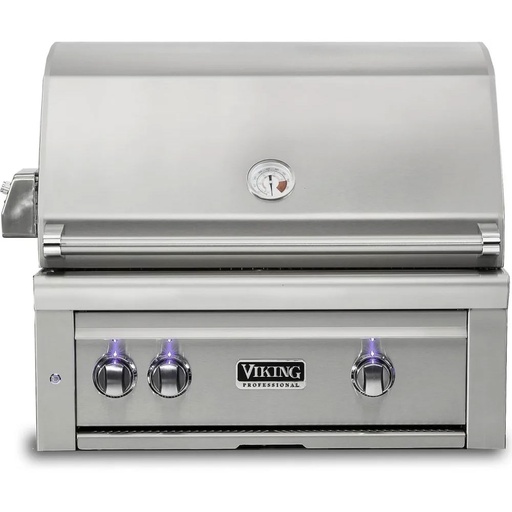 Viking VQGI5301 5 Series 30 inch Built-in Grill with One Brass Burner and One ProSear Burner, Dual Position Rotisserie with Rear Infrared Burner, in Stainless Steel
