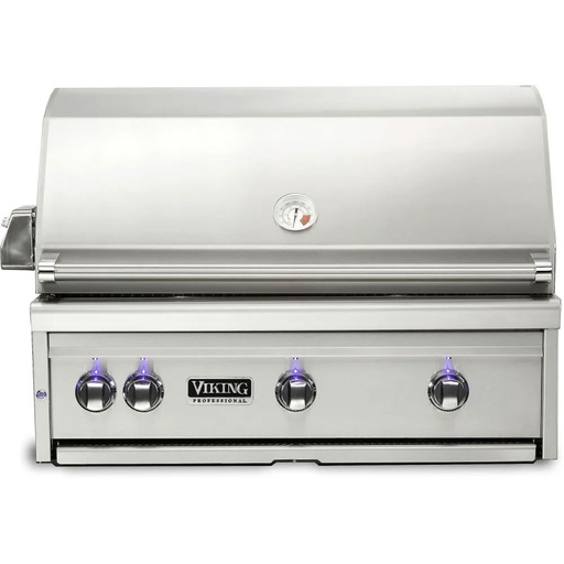 Viking VQGI5361 5 Series 36 inch Built-in Grill with Two Brass Burners and One ProSear Burner, Dual Position Rotisserie with Rear Infrared Burner, in Stainless Steel