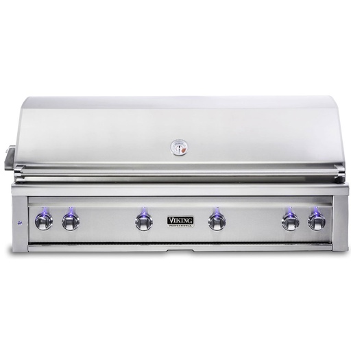 Viking VQGI5541 5 Series 54 inch Built-in Grill with Three Cast Brass Burners and One ProSear Burner, Dual Position Rotisserie with 2 Infrared Burners, in Stainless Steel