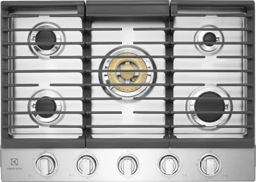 [ECCG3068AS] Electrolux ECCG3068AS 30 inch Gas Cooktop with a Brass Power Burner, Continuous Grates, in Stainless Steel