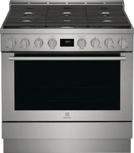 [ECFG3668AS] Electrolux ECFG3668AS 36 inch Front Control Freestanding Gas Range with 6 Burners Including 2 Brass Burners, 4.4 cu. ft. Oven Capacity, True Convection, in Stainless Steel 