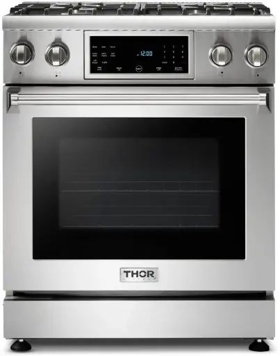 Thor Kitchen TRG3001 30 inch Professional Gas Range with 4 Burners, 4.55 cu. ft. Capacity, Self-Cleaning, Tilt Panel and Large Oven Capacity, in Stainless Steel
