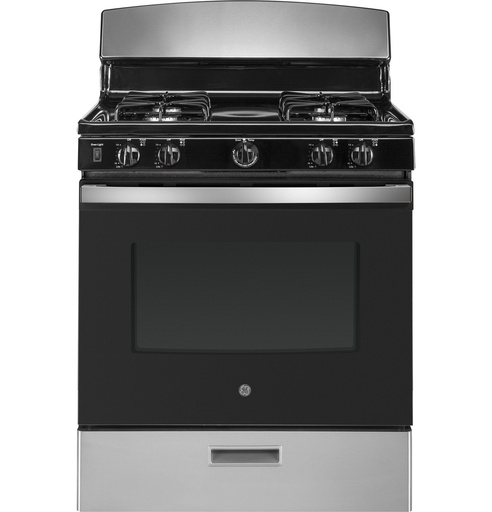 GE JGBS30DEK 30 inch Freestanding Gas Range with 4 Burners, 4.8 cu. ft. Oven Capacity, Broiler Drawer and Precise Simmer Burner 