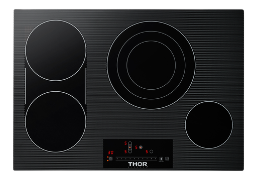 [TEC30] Thor Kitchen TEC30 30 inch Professional Electric Cooktop with 4 Elements Including LightningBoil Burner, 9 Power Levels, in Black