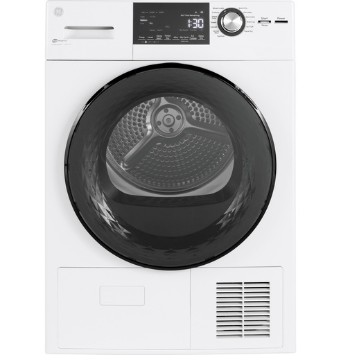 [GFT14ESSMWW] GE GFT14ESSMWW 24 inch Front Load Ventless Condenser Electric Dryer with 4.1 cu. ft. Capacity, Stainless Steel Basket, Energy Star, in White