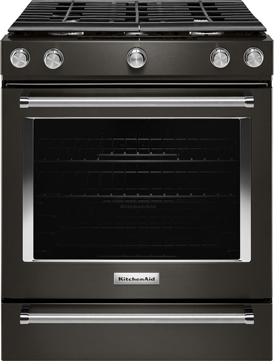 KitchenAid KSGG700E 30 inch Slide-In Gas Range with 5 Burners, 5.8 cu. ft. Oven Capacity, Even-Heat True Convection