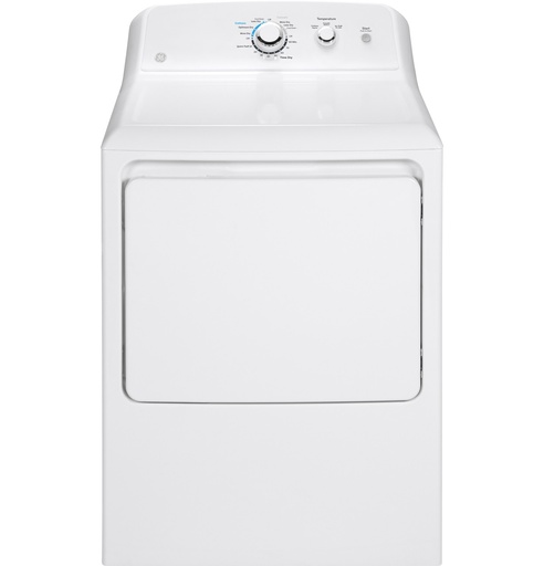 [GTX33GASKWW] GE GTX33GASKWW 27 inch Gas Dryer with 6.2 cu. ft. Capacity, Up To 120 ft. Long Venting​ and Shallow Depth​ in White