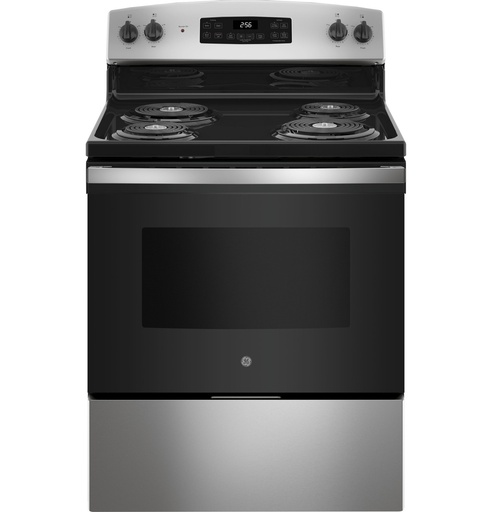 GE JB256 30 inch Freestanding Electric Range with 4 Coil Elements, 5 cu. ft. Oven Capacity, Self Clean and Sensi-Temp Technology