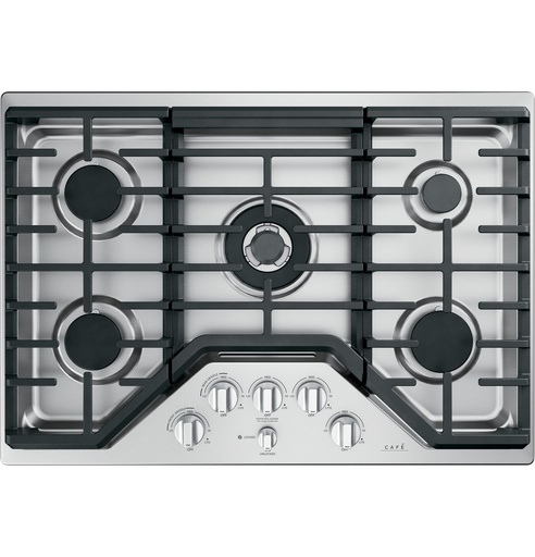 [CGP95302MS1] Cafe CGP95302MS1 30 inch Built-In Gas Cooktop with 5 Burners, LED Backlit Knobs, in Stainless Steel