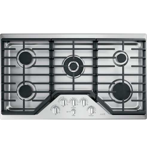 [CGP95362MS1] Cafe CGP95362MS1 36 inch Built-In Gas Cooktop with 5 Burners, LED Backlit Knobs, in Stainless Steel