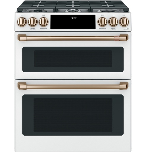 Cafe CGS750P 30 inch Smart Slide-In Gas Double Oven Convection Range with 6 Burners, 6.7 cu. ft. Total Capacity and No-Preheat Air Fry