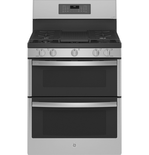 [PGB965YPFS] GE Profile PGB965YPFS 30 inch Smart Freestanding Gas Double Oven Range with 5 Burners, 6.8 cu. ft. Oven Capacity, No Preheat Air Fry and Self Clean in Fingerprint Resistant Stainless Steel