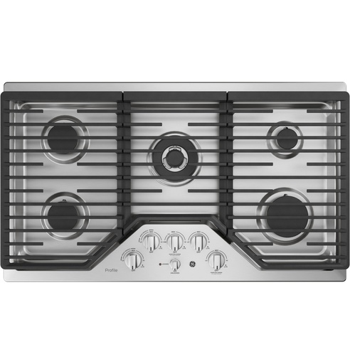 [PGP9036SLSS] GE Profile PGP9036SLSS 36 inch Gas Cooktop with 5 Burners, Griddle and Continuous Cast Iron Grates in Stainless Steel