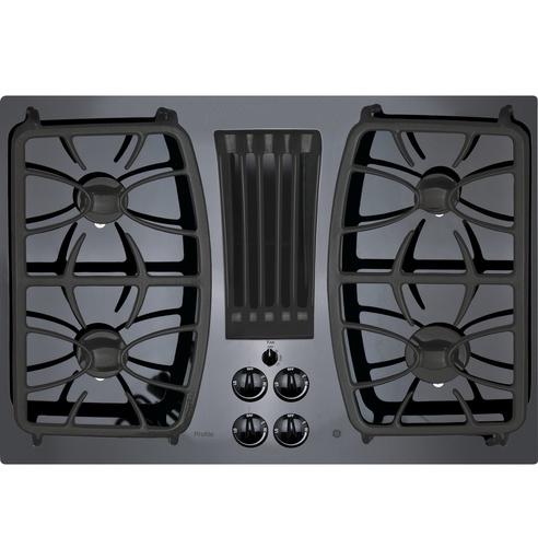 [PGP9830DRBB] GE Profile PGP9830DRBB 30 inch Gas Cooktop with 4 Burners and Downdraft Exhaust in Black