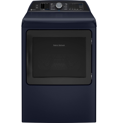 GE Profile PTD90GBPTRS 27 inch Smart Gas Dryer with 7.3 cu. ft. Capacity, Aluminized Alloy Drum, Fabric Refresh, Steam, Washer Link, and Sanitize Cycle in Sapphire Blue