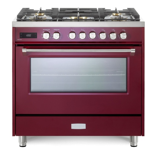 Verona VUFSGE365 36 inch Ultima Collection Freestanding Dual Fuel Range with 5 Sealed SABAF Brass Burners, 5 cu. ft. Oven Capacity 