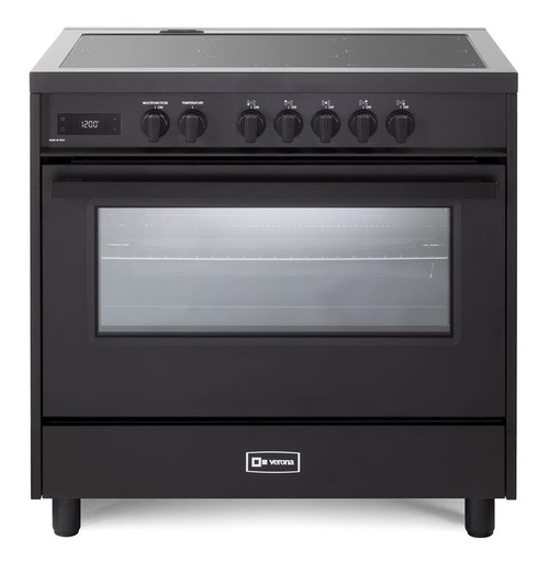 [VMFSIE365EE] Verona VMFSIE365EE 36 inch Ultima Midnight Collection Freestanding Induction Range with 5 Elements, 5 cu. ft. Oven Capacity, Touch Control Clock in Matte Black
