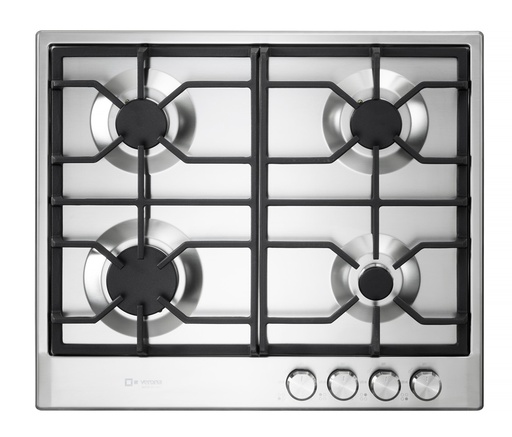 [VDGCT424FSS] Verona VDGCT424FSS 24 inch Designer Series Gas Cooktop with 4 Brass Burners and Continuous Cast Iron Grates in Stainless Steel