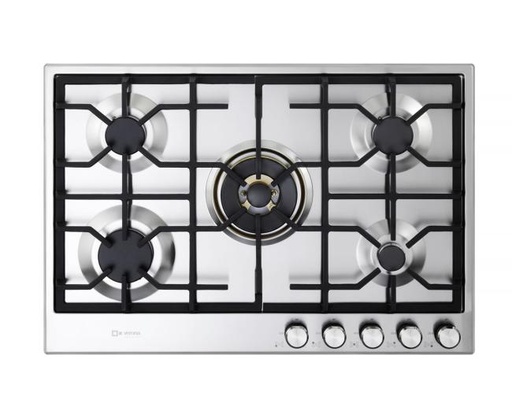 [VDGCT530FSS] Verona VDGCT530FSS 30 inch Designer Series Gas Cooktop with 5 Brass Burners and Continuous Cast Iron Grates in Stainless Steel