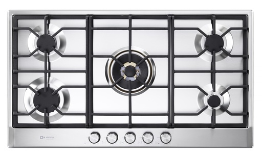 [VDGCT536FSS] Verona VDGCT536FSS 36 inch Designer Series Gas Cooktop with 5 Brass Burners and Continuous Cast Iron Grates in Stainless Steel