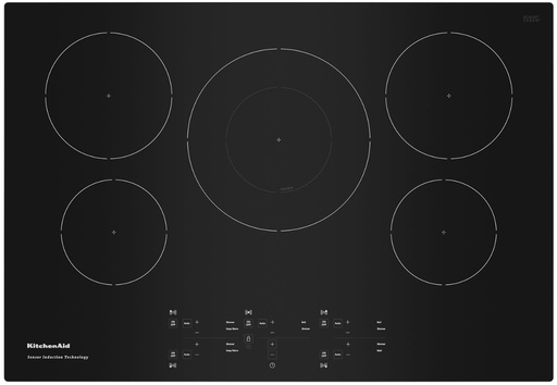 KitchenAid KCIG550J 30 inch Induction Cooktop with 5 Elements, Power Boost Function, Touch-Activated Controls, Pan Size Detection