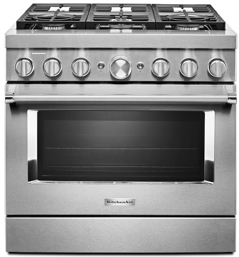 [KFDC506JSS] KitchenAid KFDC506JSS 36 inch Smart Commercial-Style Dual Fuel Range with 6 Burners, 5.1 Cu. Ft. Capacity and Even-Heat True Convection