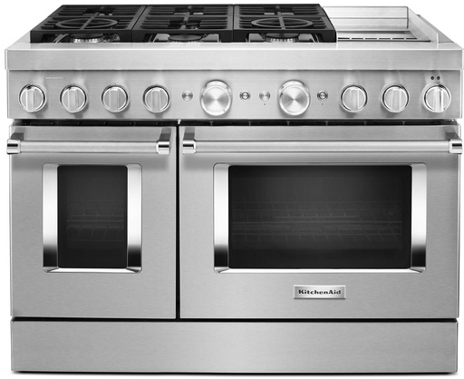 KitchenAid KFDC558J 48 inch Smart Commercial-Style Dual Fuel Range with 6 Burners, Griddle, 6.3 Cu. Ft. Capacity and Even-Heat True Convection