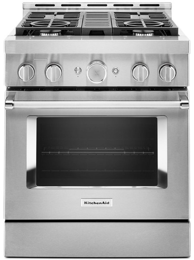 KitchenAid KFGC500J 30 inch Smart Commercial-Style Gas Range with 4 Burners, 4.1 Cu. Ft. Capacity and Even-Heat True Convection