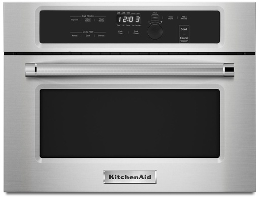 KitchenAid KMBS104E 24 inch Built-In Microwave Oven with 1.4 cu. ft. Capacity, 1000 Watts Cooking Power and Stainless Steel Cavity