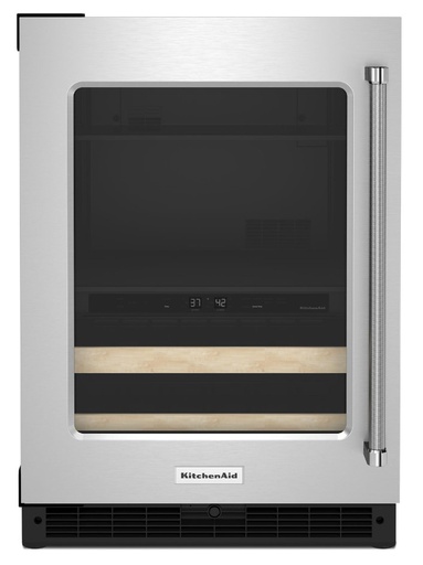 [KUBL214KSB] KitchenAid KUBL214KSB 24 inch Dual Zone Beverage Center with 4.8 cu. ft. Capacity, Motion-Activated LED Lighting and Two Temperature-Controlled Zones in Stainless Steel