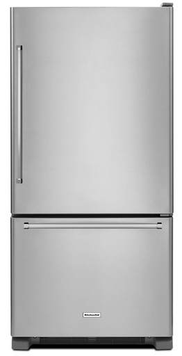 KitchenAid KRB109ESS 30 inch Bottom Freezer Refrigerator with 18.67 cu. ft. Capacity, ExtendFresh Temperature Management System and Humidity-Controlled Crispers in Stainless Steel